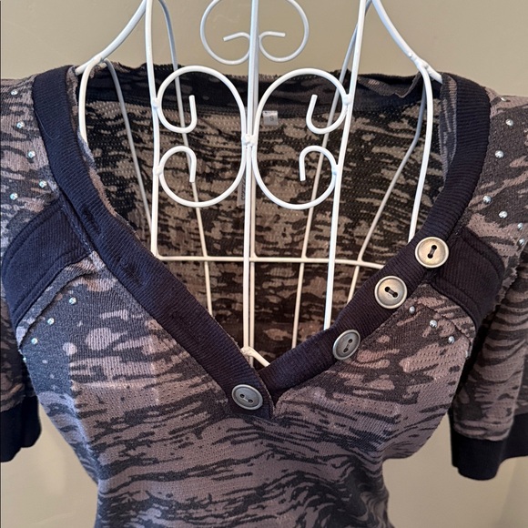 Adiktd Charcoal and Black Buttoned Women's Blouse - Picture 2 of 6